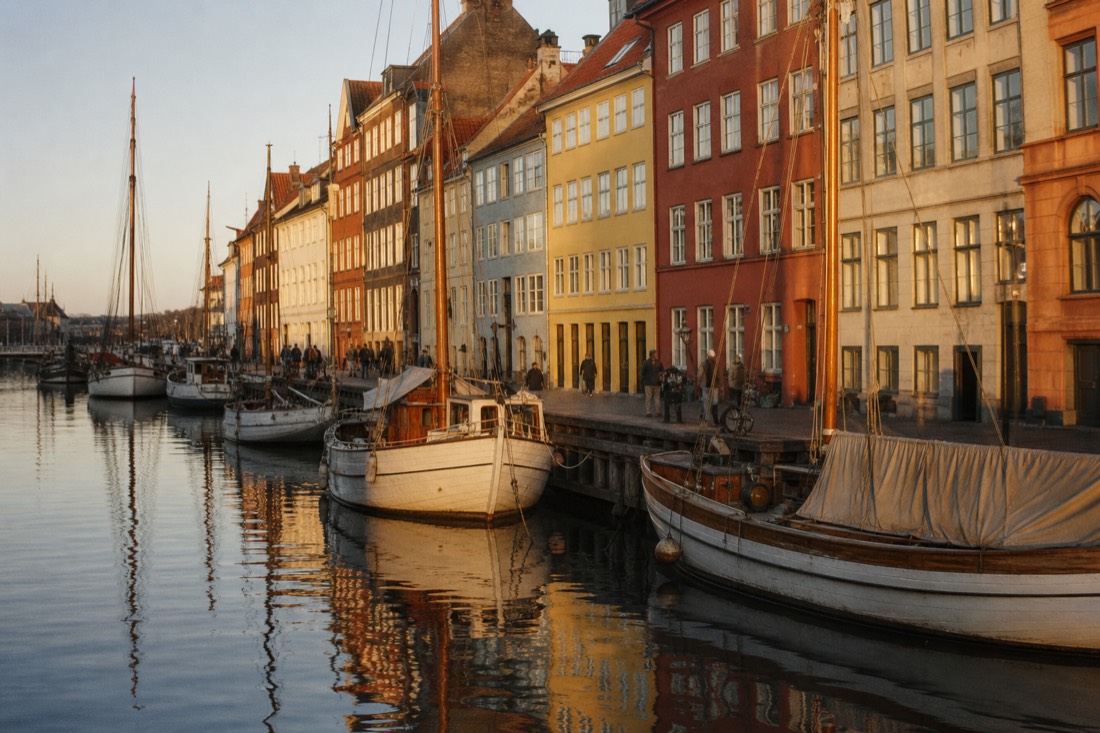 Slotsholmen and the canal near the National Museum, with royal palace towers in the distance